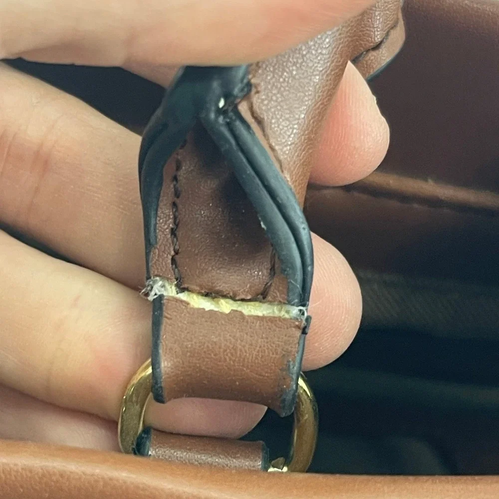 Horsebit Satchel Bag Brown Leather Crossbody‎ Equestrian Classic London Fog